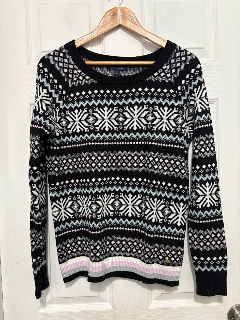 Women’sTommy Hilfiger Black Fair Isle Crewneck Sweater